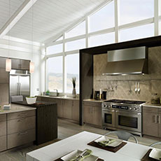 Kitchen featuring earth tone cabinets and natural lighting