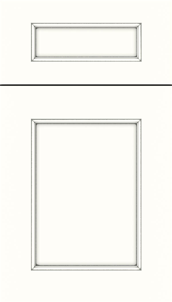 Lexington 5pc Maple recessed panel cabinet door in Alabaster with Pewter glaze