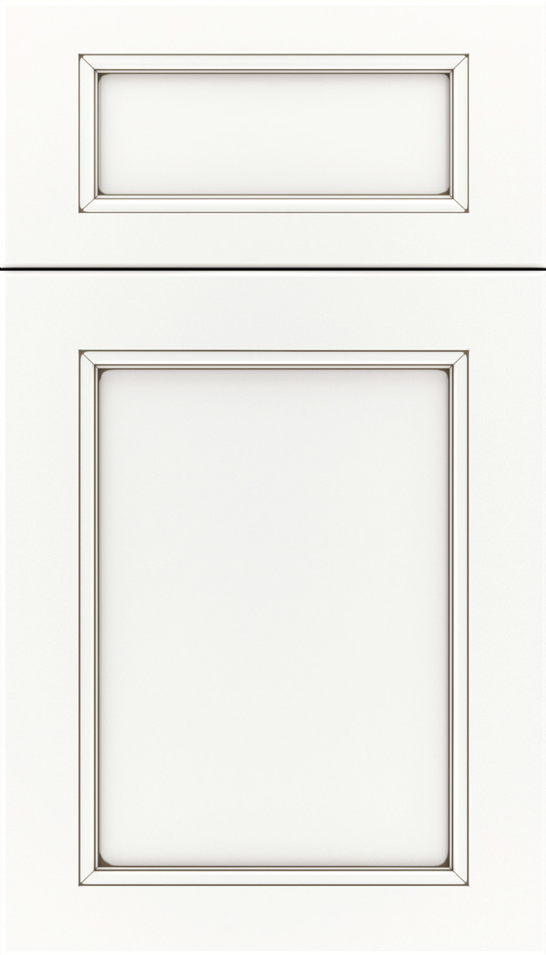 Templeton 5pc Maple recessed panel cabinet door in Whitecap with Smoke glaze
